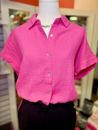 Tribal Gauze hot pink top