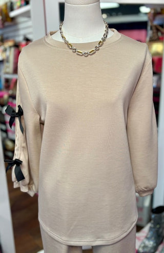 Joh Fatima Ribbons Taupe Top