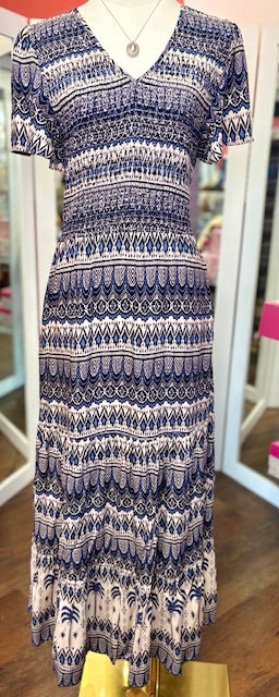 Tribal Maxi Dress Scuba Blue