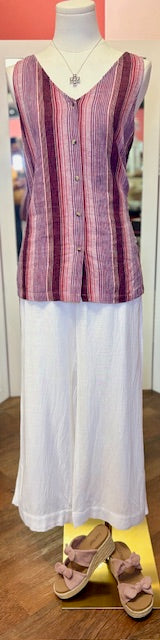 Tribal Stripe Button Cami Maroon