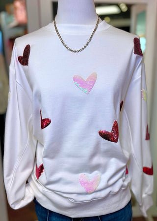 White Sparkle Valentine Lightweight sweatshirt