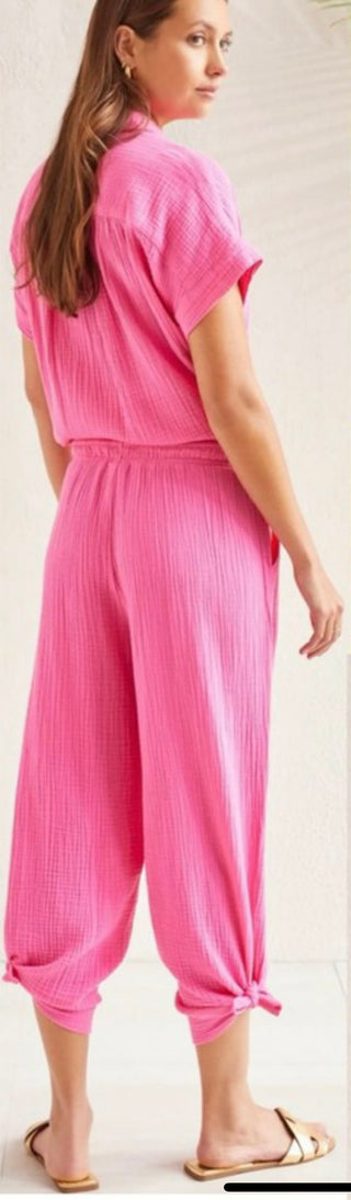 Gauze hot pink pull on pants