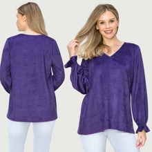 Abigail Stretch Purple Suede Top